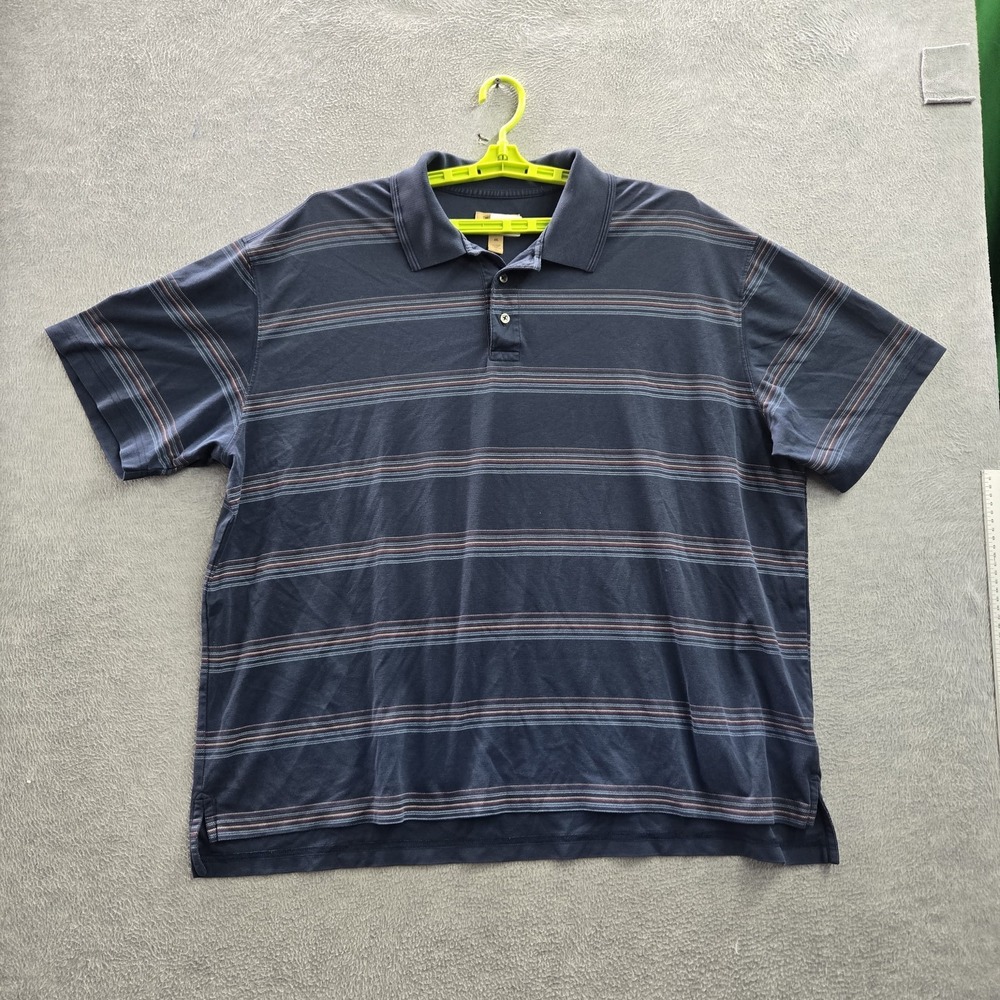 The Foundry‎ Supply Co Men Polo 3XL Blue Striped Button Short Sleeve